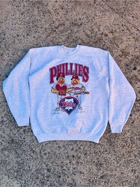 Vtg Rare Philadelphia Phillies Flintstones Crewneck Sweatshirt USA SZ XL